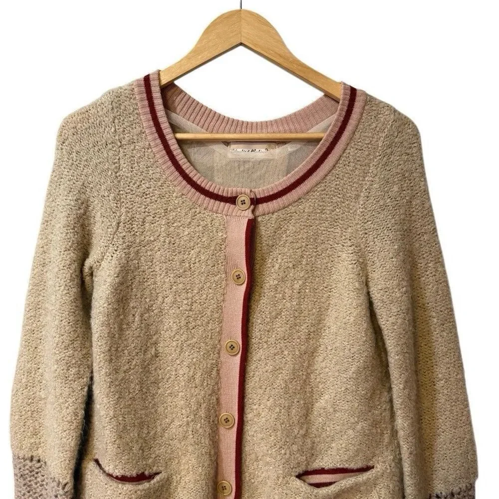 Charlie & Robin Anthropologie Wool Blend Romantic Boho Tiered Tulle Cardigan M